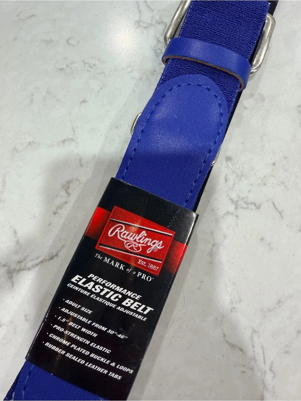 Rawlings Royal Blue Elastic Men's Belt with Silver Hardware